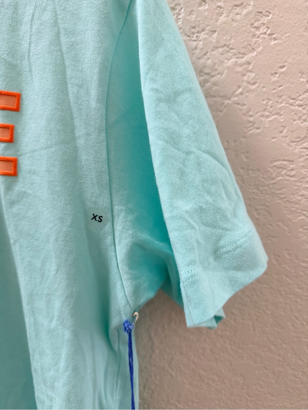 American Eagle Bubble Tee Shirt Women’s Size XS Mint with Orange Letters - Picture 3 of 9